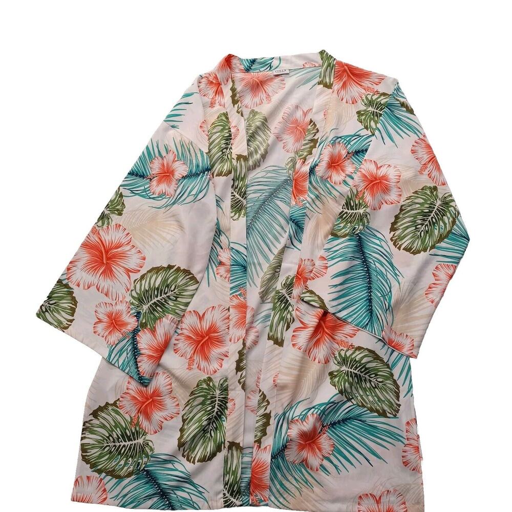 Lulla Collection Kimono Duster Cover Up Top One-Size Floral Multicolor Bohemian